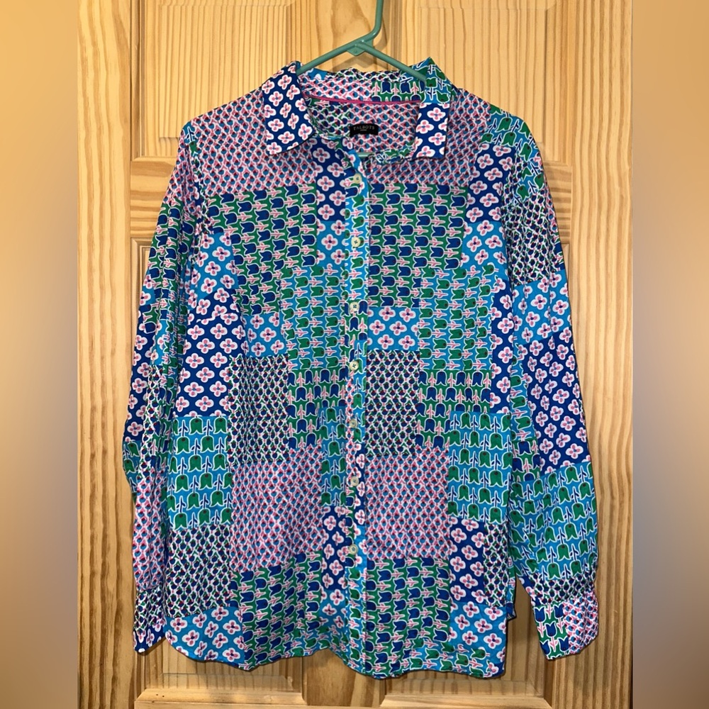 Talbots Patchwork Floral Button Down Size Large - image 1